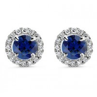 3.55 ct Sapphire With Diamond Accented Stud Earrings 3.55 ct Sapphire With Diamond Accented Stud Earrings
