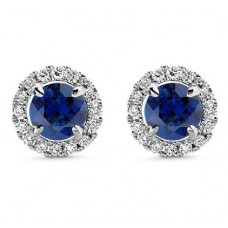 3.55 ct Sapphire With Diamond Accented Stud Earrings 3.55 ct Sapphire With Diamond Accented Stud Earrings