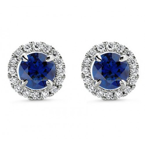 3.55 ct Sapphire With Diamond Accented Stud Earrings 3.55 ct Sapphire With Diamond Accented Stud Earrings