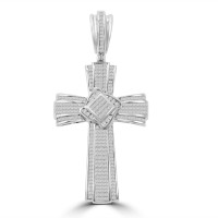 5.25 ct t.w. Men's Princess Cut invisible Set Diamond Cross Pendant 5.25 ct t.w. Men's Princess Cut invisible Set Diamond Cross Pendant