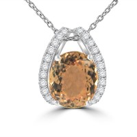 2.54 ct Round Cut Diamond & Emerald Shape Morganite Pendant Necklace (G-H Color SI-2 I-1 Clarity) in 14 kt Rose Gold 2.54 ct Round Cut Diamond & Emerald Shape Morganite Pendant Necklace (G-H Color SI-2 I-1 Clarity) in 14 kt Rose Gold