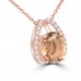 4.04 ct Round Cut Diamond & Oval Shape Morganite Pendant Necklace (H-I Color SI-2 I-1 Clarity) in 14 kt Rose Gold 4.04 ct Round Cut Diamond & Oval Shape Morganite Pendant Necklace (H-I Color SI-2 I-1 Clarity) in 14 kt Rose Gold