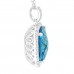 9.37 ct Blue Topaz Round Cut Diamond & Cushion Cut Pendant Necklace (G-H Color SI-2 I-1 Clarity) in 14 kt White Gold 9.37 ct Blue Topaz Round Cut Diamond & Cushion Cut Pendant Necklace (G-H Color SI-2 I-1 Clarity) in 14 kt White Gold