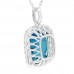 9.37 ct Blue Topaz Round Cut Diamond & Cushion Cut Pendant Necklace (G-H Color SI-2 I-1 Clarity) in 14 kt White Gold 9.37 ct Blue Topaz Round Cut Diamond & Cushion Cut Pendant Necklace (G-H Color SI-2 I-1 Clarity) in 14 kt White Gold
