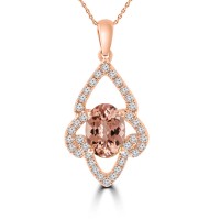 1.75 ct Oval Shaped Morganite Pendant Necklace (G-H Color SI-2 I-1 Clarity) in 14 kt White Gold 1.75 ct Oval Shaped Morganite Pendant Necklace (G-H Color SI-2 I-1 Clarity) in 14 kt White Gold