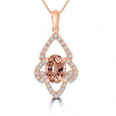 1.75 ct Oval Shaped Morganite Pendant Necklace (G-H Color SI-2 I-1 Clarity) in 14 kt White Gold 1.75 ct Oval Shaped Morganite Pendant Necklace (G-H Color SI-2 I-1 Clarity) in 14 kt White Gold