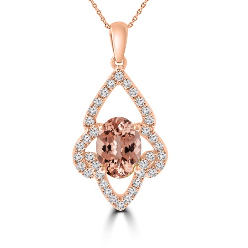 1.75 ct Oval Shaped Morganite Pendant Necklace (G-H Color SI-2 I-1 Clarity) in 14 kt White Gold 1.75 ct Oval Shaped Morganite Pendant Necklace (G-H Color SI-2 I-1 Clarity) in 14 kt White Gold