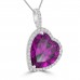 7.02 ct Heart Shaped Amethyst & Diamond Pendant Necklace (G-H Color SI-2 I-1 Clarity) in 14 kt White Gold 7.02 ct Heart Shaped Amethyst & Diamond Pendant Necklace (G-H Color SI-2 I-1 Clarity) in 14 kt White Gold