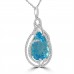 19.72 Ct Ladies Pear Shaped Blue Topaz Round Cut Diamond Pendent Necklace (G-H Color SI-2 I-1 Clarity) in 14 kt White Gold 19.72 Ct Ladies Pear Shaped Blue Topaz Round Cut Diamond Pendent Necklace (G-H Color SI-2 I-1 Clarity) in 14 kt White Gold