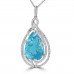19.72 Ct Ladies Pear Shaped Blue Topaz Round Cut Diamond Pendent Necklace (G-H Color SI-2 I-1 Clarity) in 14 kt White Gold 19.72 Ct Ladies Pear Shaped Blue Topaz Round Cut Diamond Pendent Necklace (G-H Color SI-2 I-1 Clarity) in 14 kt White Gold