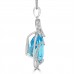 19.72 Ct Ladies Pear Shaped Blue Topaz Round Cut Diamond Pendent Necklace (G-H Color SI-2 I-1 Clarity) in 14 kt White Gold 19.72 Ct Ladies Pear Shaped Blue Topaz Round Cut Diamond Pendent Necklace (G-H Color SI-2 I-1 Clarity) in 14 kt White Gold