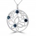 1.22 Ct Round Cut Diamond Sapphire Pendant Necklace in 14k White Gold 1.22 Ct Round Cut Diamond Sapphire Pendant Necklace in 14k White Gold