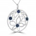 1.22 Ct Round Cut Diamond Sapphire Pendant Necklace in 14k White Gold 1.22 Ct Round Cut Diamond Sapphire Pendant Necklace in 14k White Gold