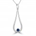 0.38 Ct Round Cut Diamond Sapphire Pendant Necklace in 14k White Gold 0.38 Ct Round Cut Diamond Sapphire Pendant Necklace in 14k White Gold