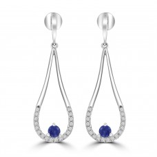 0.76 Ct Round Cut Diamond and Round Cut Sapphire Chandelier Earrings in 14k White Gold 0.76 Ct Round Cut Diamond and Round Cut Sapphire Chandelier Earrings in 14k White Gold