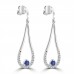 0.76 Ct Round Cut Diamond and Round Cut Sapphire Chandelier Earrings in 14k White Gold 0.76 Ct Round Cut Diamond and Round Cut Sapphire Chandelier Earrings in 14k White Gold