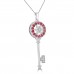 1.04 ct Round Cut Diamond & Ruby Pendant Necklace in 14k White Gold 1.04 ct Round Cut Diamond & Ruby Pendant Necklace in 14k White Gold
