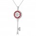 1.04 ct Round Cut Diamond & Ruby Pendant Necklace in 14k White Gold 1.04 ct Round Cut Diamond & Ruby Pendant Necklace in 14k White Gold