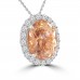 4.72 ct Round Cut Diamond & Oval Shape Morganite Pendant Necklace (H-I Color SI-2 I-1 Clarity) in 14 kt Rose Gold 4.72 ct Round Cut Diamond & Oval Shape Morganite Pendant Necklace (H-I Color SI-2 I-1 Clarity) in 14 kt Rose Gold
