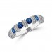 1.52 ct Round Cut Diamond & Blue Sapphire Wedding Band Ring in 14k White Gold