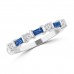 0.49 ct Round Cut Diamond & Blue Sapphire Wedding Band Ring in 14k White Gold 0.49 ct Round Cut Diamond & Blue Sapphire Wedding Band Ring in 14k White Gold