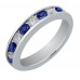 1.00 Ct Round Cut Diamond And Blue Sapphire Wedding Band Ring 1.00 Ct Round Cut Diamond And Blue Sapphire Wedding Band Ring