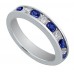 1.00 Ct Round Cut Diamond And Blue Sapphire Wedding Band Ring 1.00 Ct Round Cut Diamond And Blue Sapphire Wedding Band Ring