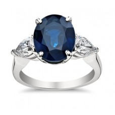 9.33 ct Oval Shape Sapphire With Pear Shape Diamond Anniversary Ring 9.33 ct Oval Shape Sapphire With Pear Shape Diamond Anniversary Ring