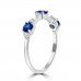 0.75 ct Round Cut Diamond & Blue Sapphire Wedding Band Ring in 14k White Gold 0.75 ct Round Cut Diamond & Blue Sapphire Wedding Band Ring in 14k White Gold