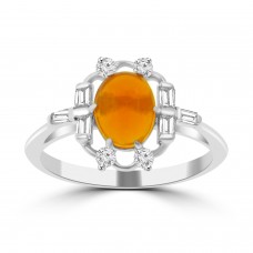 1.05 ct Ladies Round Cut Diamond& Mexican Fire Opal Anniversary Wedding Band Ring ( G-H Color SI-1 Clarity) 1.05 ct Ladies Round Cut Diamond& Mexican Fire Opal Anniversary Wedding Band Ring ( G-H Color SI-1 Clarity)