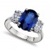 9.45 ct Oval Shape Sapphire With Oval Shape Diamond Anniversary Ring