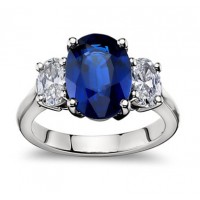 9.45 ct Oval Shape Sapphire With Oval Shape Diamond Anniversary Ring 9.45 ct Oval Shape Sapphire With Oval Shape Diamond Anniversary Ring
