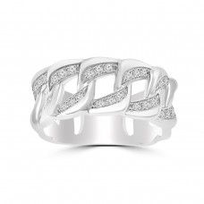0.45 ct Men's Round Cut Diamond Cuban Link Wedding Band in 14 kt White Gold