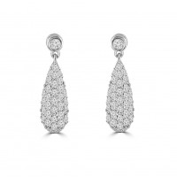 0.95 ct Ladies Round Cut Diamond Drop Dangling Earrings In 14 Kt White Gold 0.95 ct Ladies Round Cut Diamond Drop Dangling Earrings In 14 Kt White Gold