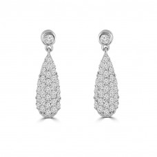 0.95 ct Ladies Round Cut Diamond Drop Dangling Earrings In 14 Kt White Gold 0.95 ct Ladies Round Cut Diamond Drop Dangling Earrings In 14 Kt White Gold