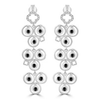 1.02 ct White and Black Round Cut Diamond Chandelier Earrings in 14 kt White Gold 1.02 ct White and Black Round Cut Diamond Chandelier Earrings in 14 kt White Gold