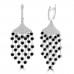 3.75 ct White and Black Round Cut Diamond Chandelier Earrings in 14 kt White Gold 3.75 ct White and Black Round Cut Diamond Chandelier Earrings in 14 kt White Gold