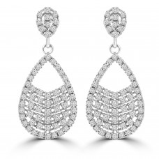 2.08 ct ttw Ladies Round Cut Diamond Drop Dangling Earrings In 14 Kt White Gold 2.08 ct ttw Ladies Round Cut Diamond Drop Dangling Earrings In 14 Kt White Gold