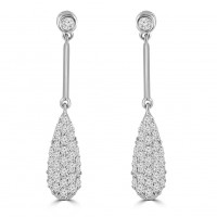0.95 ct Ladies Round Cut Diamond Drop Dangling Earrings In 14 Kt White Gold 0.95 ct Ladies Round Cut Diamond Drop Dangling Earrings In 14 Kt White Gold