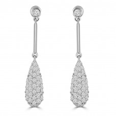 0.95 ct Ladies Round Cut Diamond Drop Dangling Earrings In 14 Kt White Gold 0.95 ct Ladies Round Cut Diamond Drop Dangling Earrings In 14 Kt White Gold