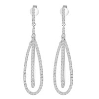 1.21 ct Round Cut Diamond Chandelier Earrings in 14 kt White Gold 1.21 ct Round Cut Diamond Chandelier Earrings in 14 kt White Gold