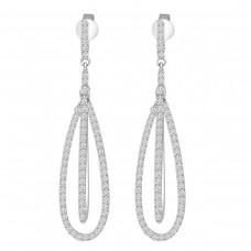 1.21 ct Round Cut Diamond Chandelier Earrings in 14 kt White Gold