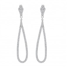 1.30 ct Round Cut Diamond Chandelier Earrings in 14 karat White Gold