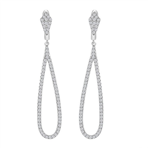 1.30 ct Round Cut Diamond Chandelier Earrings in 14 karat White Gold 1.30 ct Round Cut Diamond Chandelier Earrings in 14 karat White Gold