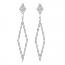 1.30 ct Round Cut Diamond Chandelier Earrings in 14 kt White Gold