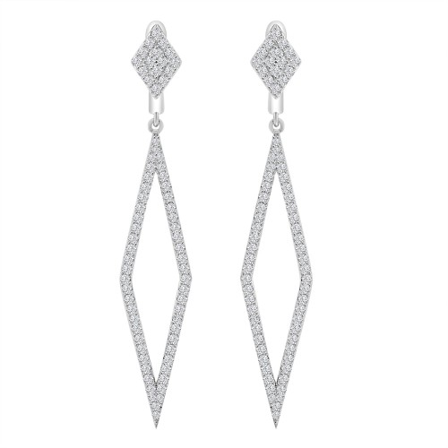 1.30 ct Round Cut Diamond Chandelier Earrings in 14 kt White Gold 1.30 ct Round Cut Diamond Chandelier Earrings in 14 kt White Gold
