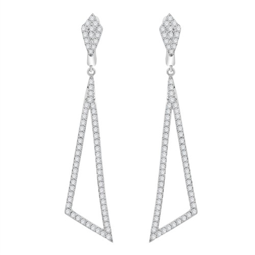 1.25 ct Round Cut Diamond Chandelier Earrings in 14 kt White Gold 1.25 ct Round Cut Diamond Chandelier Earrings in 14 kt White Gold