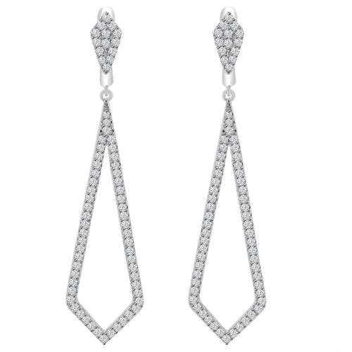 1.28 ct Round Cut Diamond Chandelier Earrings in 14 kt White Gold 1.28 ct Round Cut Diamond Chandelier Earrings in 14 kt White Gold