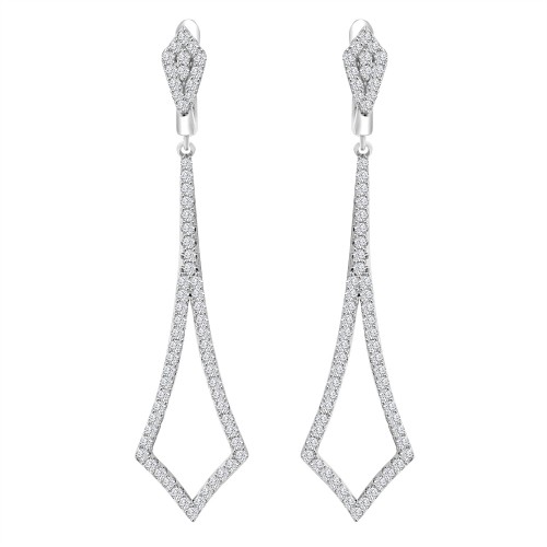 1.19 ct Round Cut Diamond Chandelier Earrings in 14 kt White Gold 1.19 ct Round Cut Diamond Chandelier Earrings in 14 kt White Gold