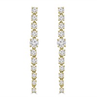 3.60 ct Ladies Round Cut Diamond Drop Earrings In 14 Kt Yellow Gold 3.60 ct Ladies Round Cut Diamond Drop Earrings In 14 Kt Yellow Gold